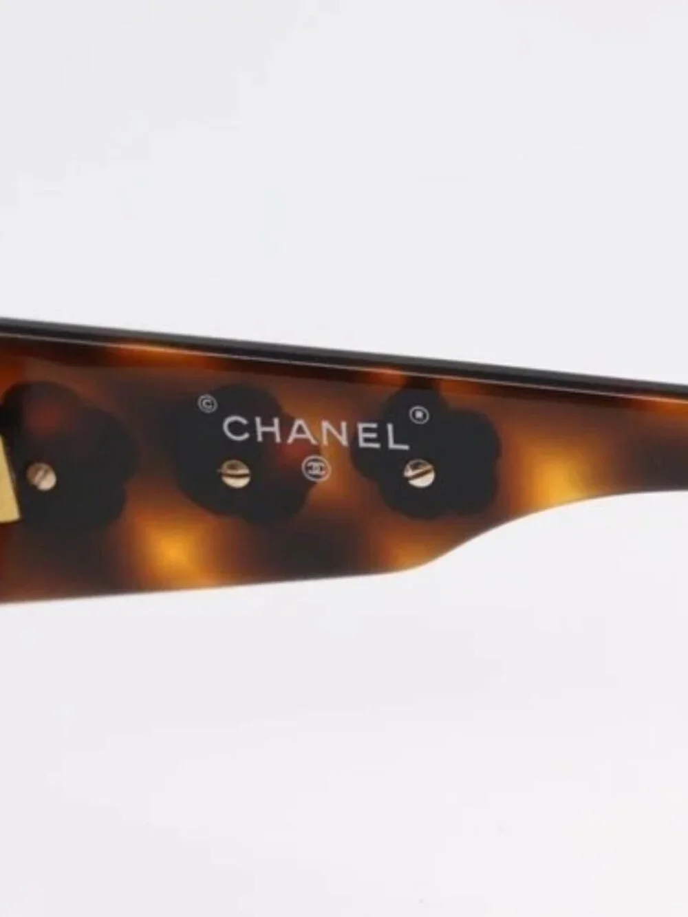 CHANEL Sunglasses plastic Brown CC Auth bs32160